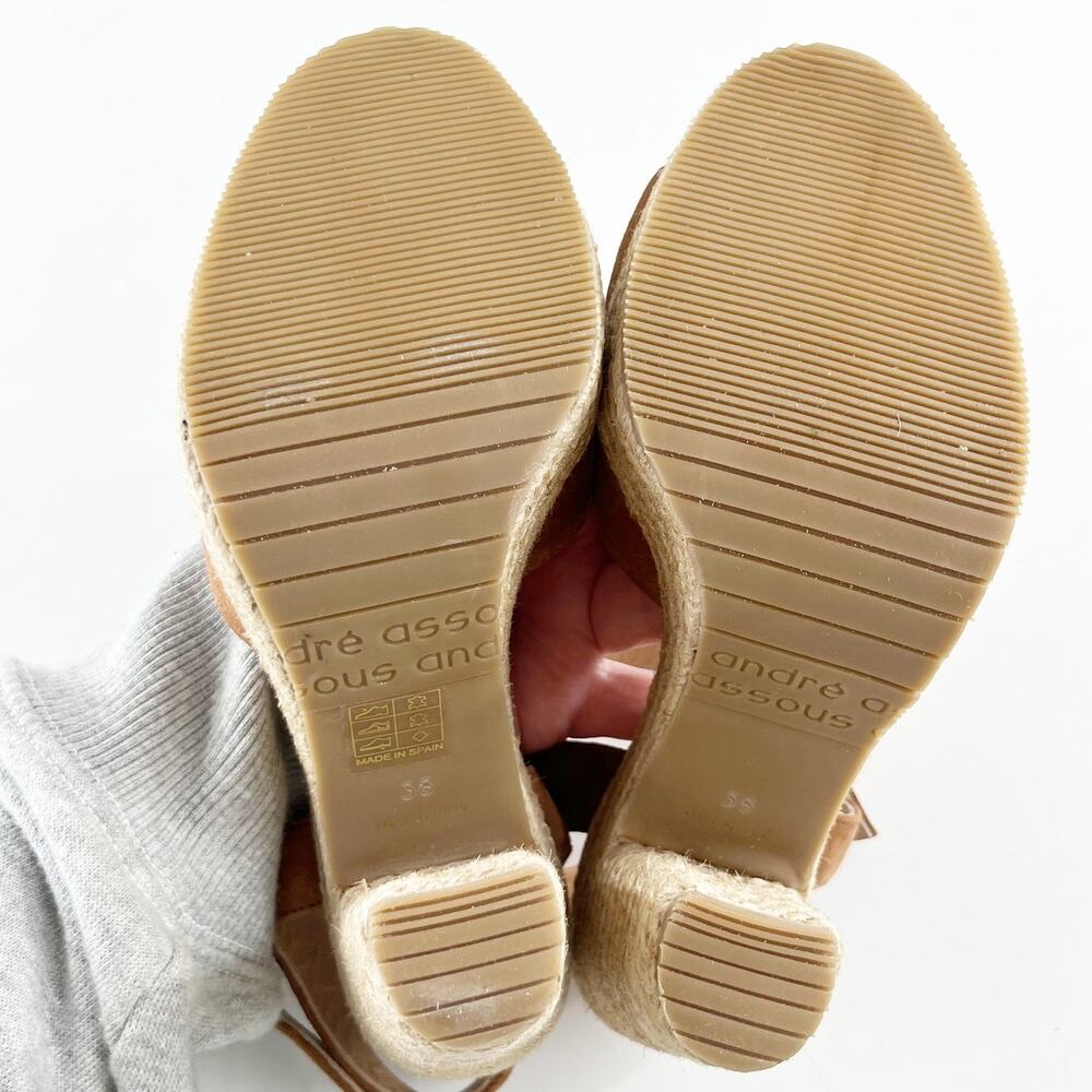 Andre Assous Sasha Suede Espadrille High Heel Sandals Shoes Brown Tan 8 - Picture 10 of 10
